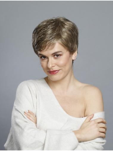 100% Hand-Tied Synthetic Short Blonde Boycut Wig Perfect Straight Style