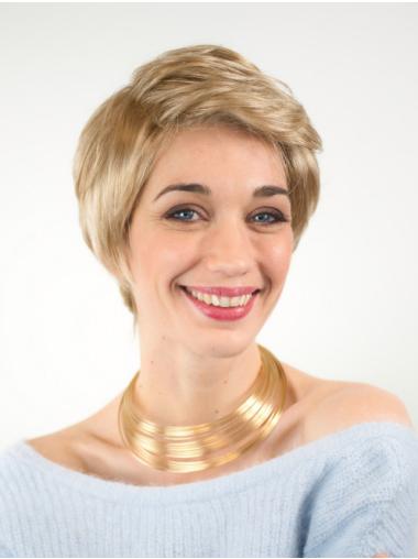 Blonde Straight Boycut Wig – Short Synthetic Lace Cap Easy Wear Design