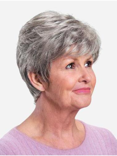 Short 8 Inch Synthetic Boycut Wig Straight Fabulous Grey Hair