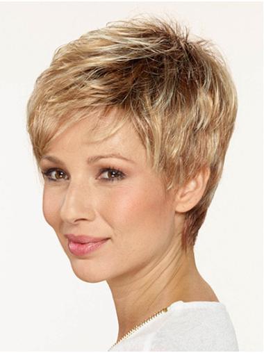 Synthetic Short Straight Boycut Wig Capless