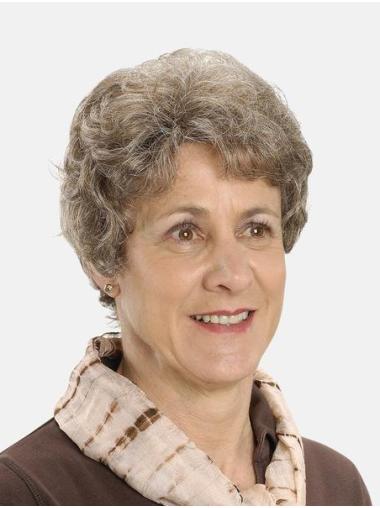 Short Grey Wig 8 Inch Curly Layered Style Synthetic Lightweight Cap