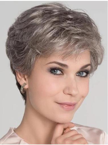 Short Wavy Boycut Monofilament Wig 4" Platinum