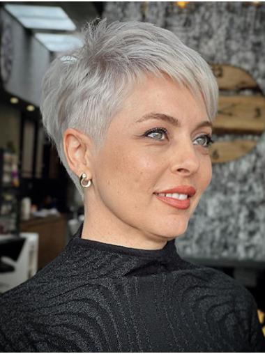 4 Inch Short Straight Boycut Wig Monofilament Cap Trendy Hair Style
