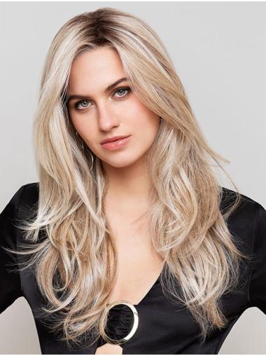 Without Bangs Long Wavy Monofilament Wig
