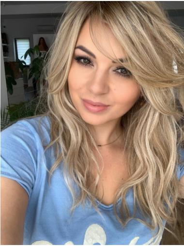 18" Capless Synthetic Long Wig with Bangs Flexible and Comfortable