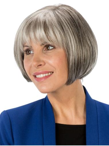8" Short Grey Wig Synthetic Natural Look for Women