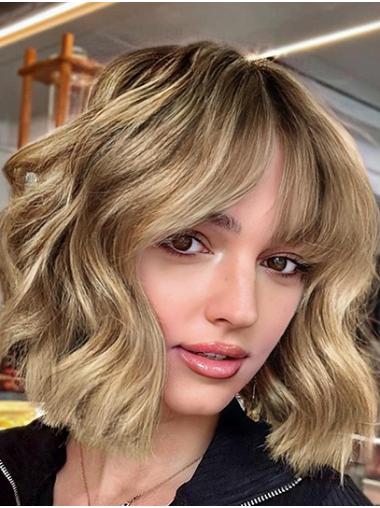 10" Wavy Bob Wig Synthetic Lace Front Natural Look for Women