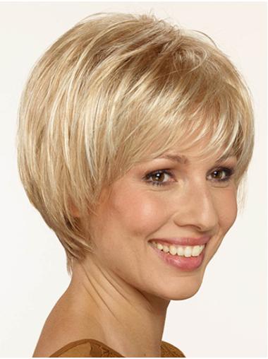 Short Blonde Bob Wig Synthetic Straight Style for Women