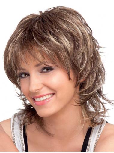 Ideal Wavy Brown Synthetic Wig Layered for Women