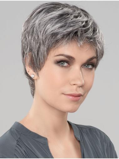 6" Straight Short Grey Wig – Synthetic Hair Online