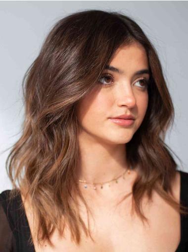 Ombre Wavy Lace Front Wig – 14" Human Hair, No Bangs
