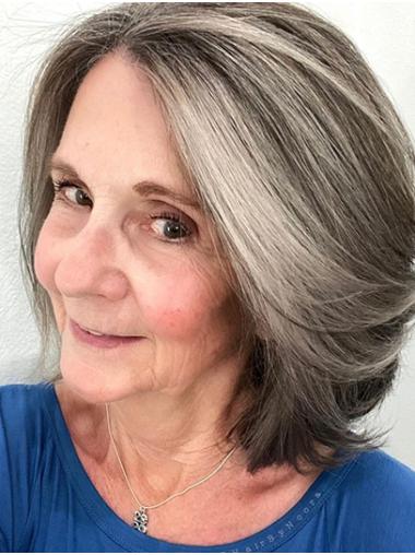 Chin-Length Grey Bob – 10" Straight Remy Human Hair Lace Front Wig