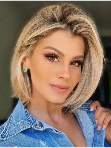 Blonde Straight Bob Wig – 10" Medium Length Hair
