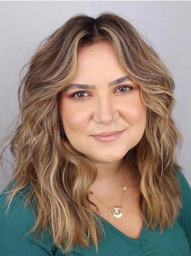 Lace Front Wig – 16” Wavy Human Hair, Layered Cut