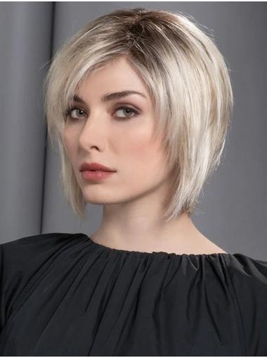 Platinum Blonde Monofilament Bob Wig – 10” Straight Style
