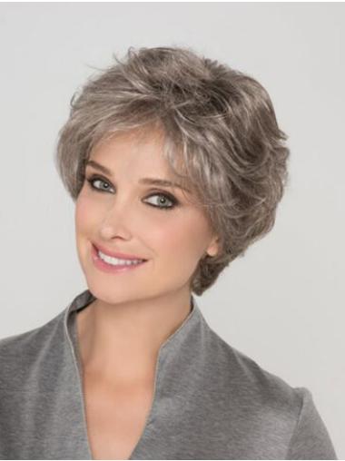 Capless Grey Wig – Wavy Short Hair for Daily Wear