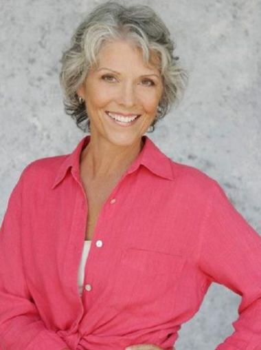 Premium Remy Human Hair Capless Short Grey Curly Wig