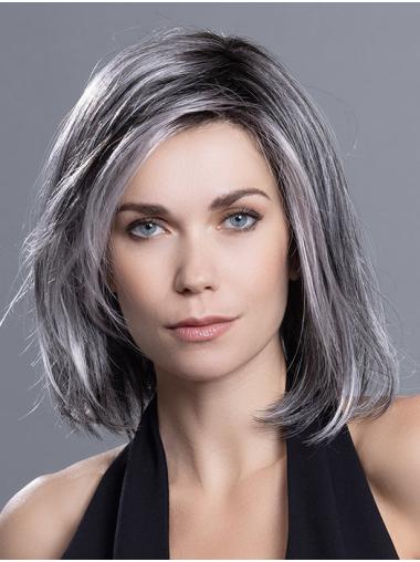 Grey Straight Bob Wig – Shoulder-Length Monofilament Style