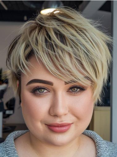Short Straight Blonde Monofilament Boycut Wigs 6 inch