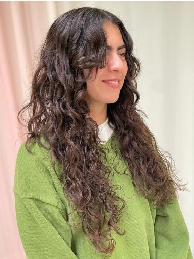 Layered Brown Monofilament Wig – 20” Curly Human Hair