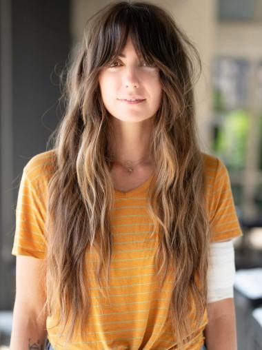 Straight Blonde Synthetic Wig – 24” Length, Monofilament with Bangs