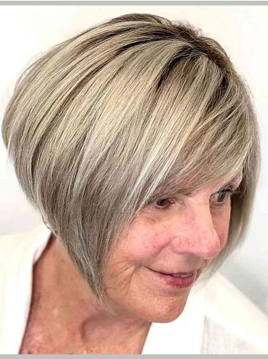 Chin-Length Blonde Bob – 10” Straight Remy Hair Wig with Monofilament Top