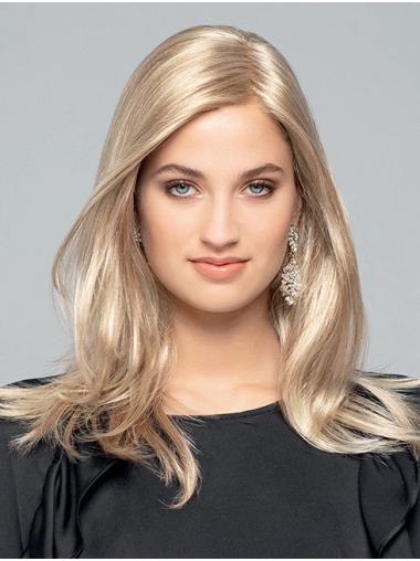 Long Straight Blonde Synthetic Wig – Monofilament Cap, No Bangs