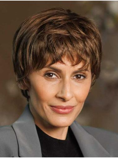 rown Boycut Wig – Straight Synthetic Style, Monofilament Top, Short Length