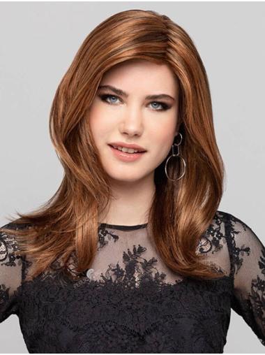 Stylish Long Brown Wig – Wavy Synthetic Hair, No Bangs, Monofilament Construction