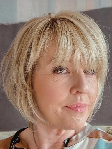 Blonde Straight Bob Wig – 10” Remy Human Hair, Lace Front, Chin-Length