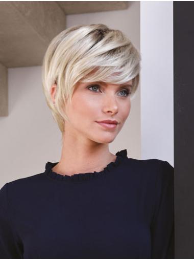 Blonde Straight Boycut Wig – Monofilament, Soft Synthetic Short Hair