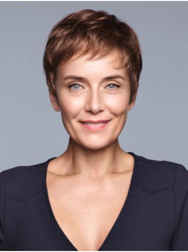Short Brown Wig – 4" Straight Boycut Style for Women