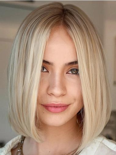 Blonde Synthetic Bob Wig – 10” Straight Chin Length, Lace Front Style
