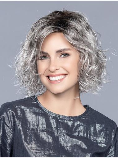 Monofilament Grey Curly Wig – 10 Inch Bob Style