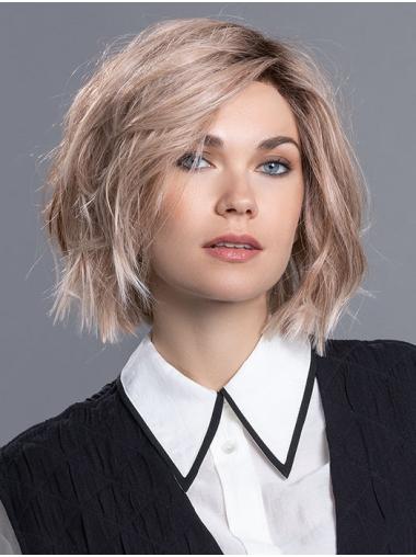 Chin Length Auburn Wavy Bob Wig – Monofilament Synthetic Style