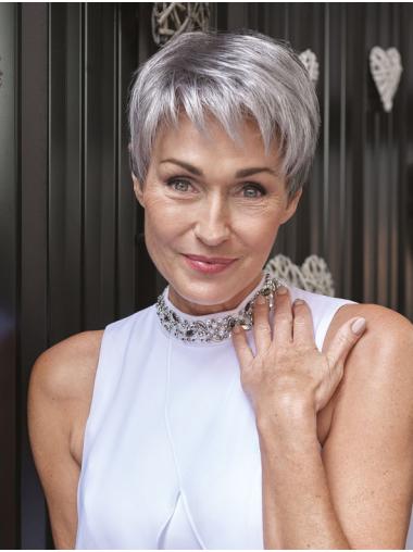 Grey Boycut Wig – Cropped, Straight, Lace Front, Synthetic, No-Fuss Style