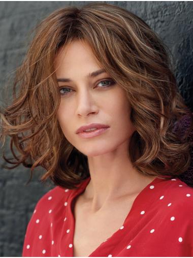 Monofilament Auburn Wig – Wavy, Shoulder Length, Without Bangs