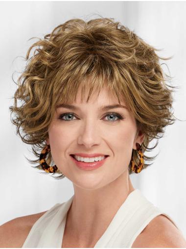 Capless Blonde Wig – Wavy Layered Synthetic Short Hair for Women