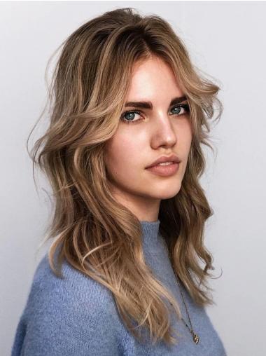 16" Long Straight Blonde Wig – Lace Front Layered Synthetic Style
