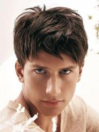 Men’s Synthetic Capless 4" Cropped Brown Straight Hair Wig