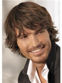 Affordable Short Wavy Human Hair Monofilament Wigs for Men