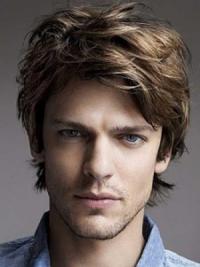 Brown Lace Front Wavy Short Layered Wig for Men – Natural Hairstyle