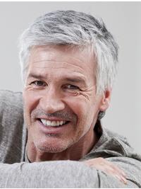 Men’s Short Grey Wig – 100% Hand-Tied, Straight Synthetic Hair