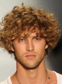 Blonde Curly Lace Front Wig for Men – 8” Layered Remy Human Hair