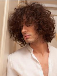 Remy Human Hair Men’s Wig – 10" Short Auburn Curly Capless Design