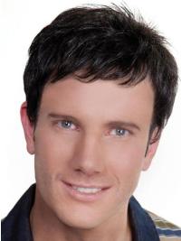 Short Black Men’s Wig – Remy Human Hair, Capless Straight Style