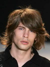 Auburn Chin-Length Wavy Wig for Men – Real Human Hair, Capless Style