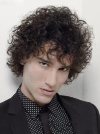 Men’s Short Wig – 6” Black Curly Synthetic Hair, Capless Design