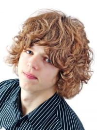 Short Blonde Wavy Wig for Men – Synthetic Capless Style with Bangs
