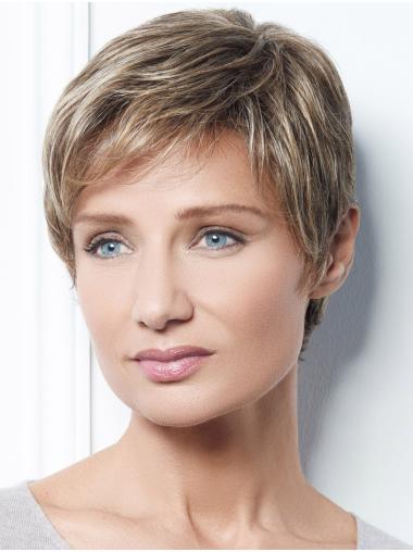 Short Synthetic Blonde 6" Straight Boycut Wig For Women